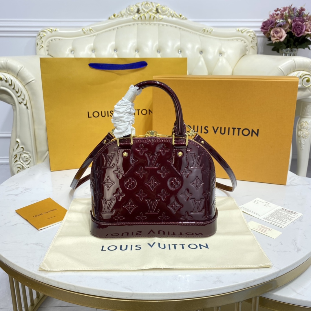 Louis Vuitton ALMA BB Monogram Handbag M91678 Amarante Red